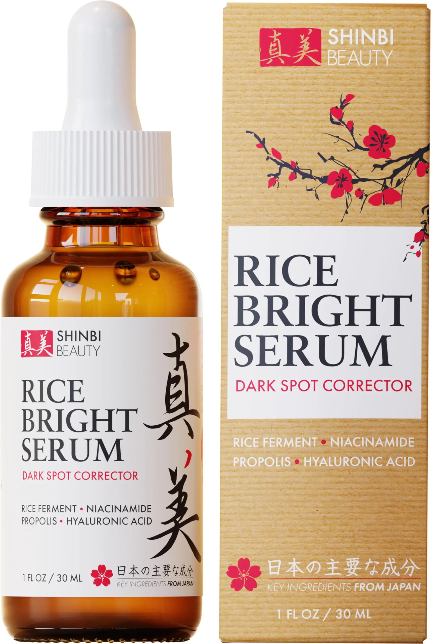 Shinbi Beauty Japanese Skincare Products - Niacinamide Melasma Brightening Serum for Dark Spots Hyperpigmentation & Uneven Skin Tone 1oz