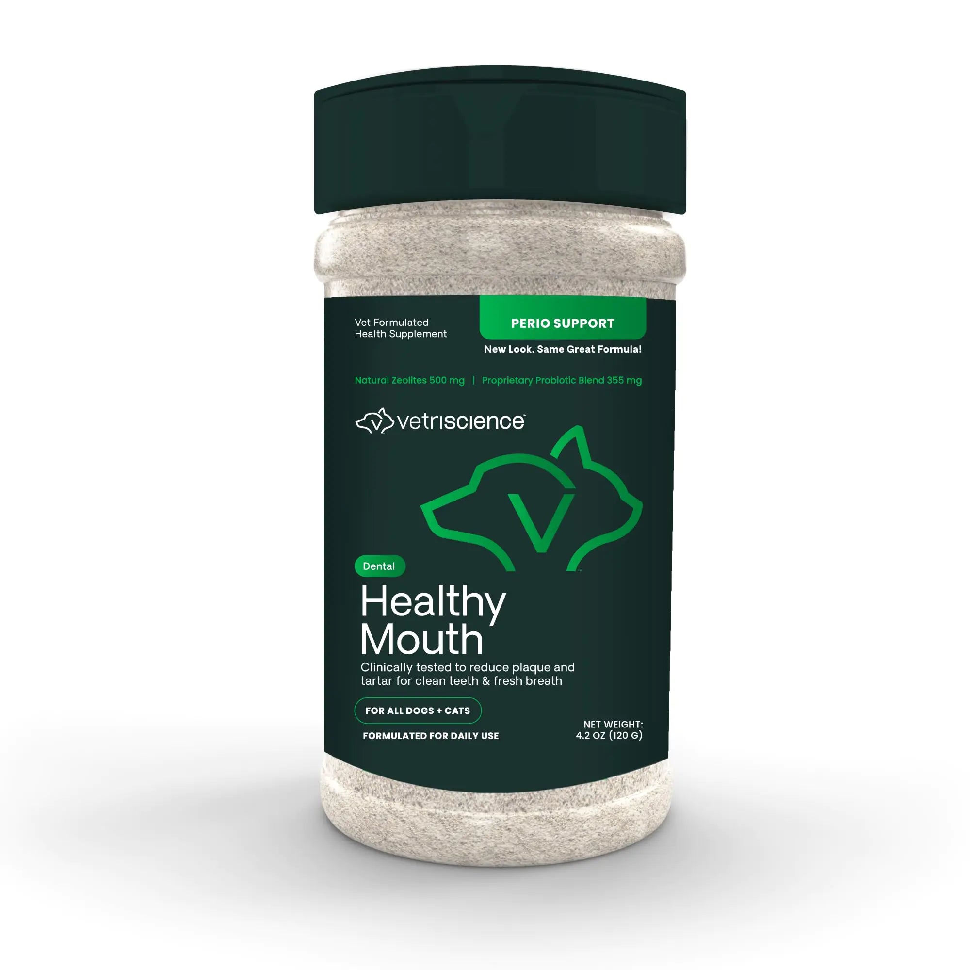 VetriScience Laboratories- Perio Support Dental Health Powder for Cats and Dogs 4.2oz