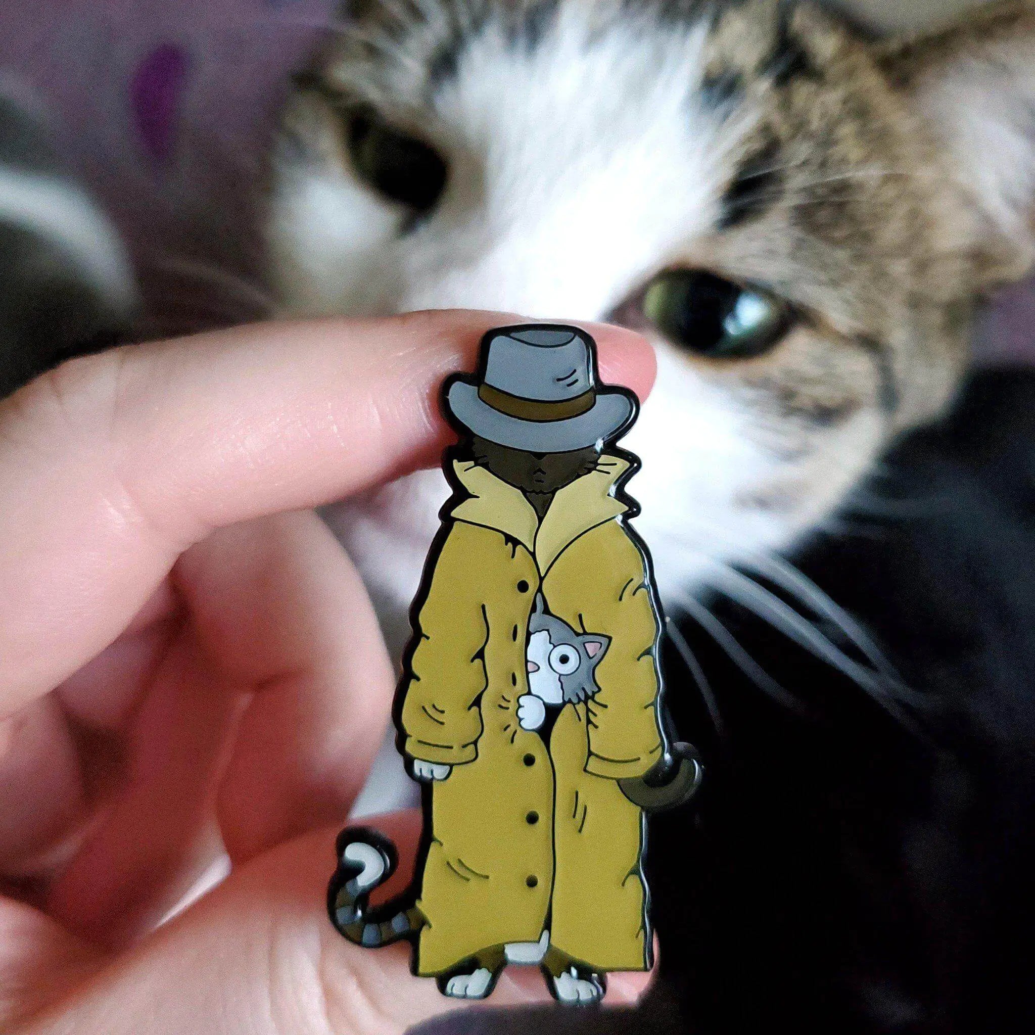 3 Cats in a Trench Coat Pin