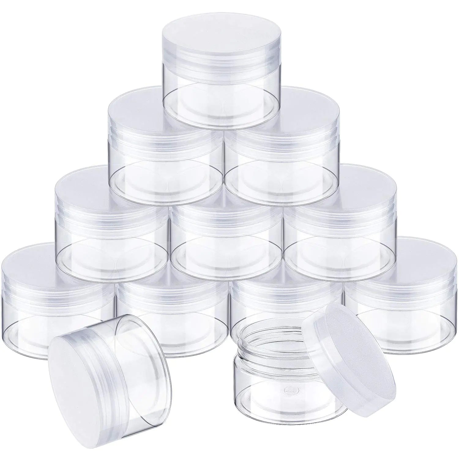 12 Pack Small Plastic Containers with Lids Clear Plastic Favor Storage Jars Wide Mouth for Beauty Products(1 Ounce Clear)