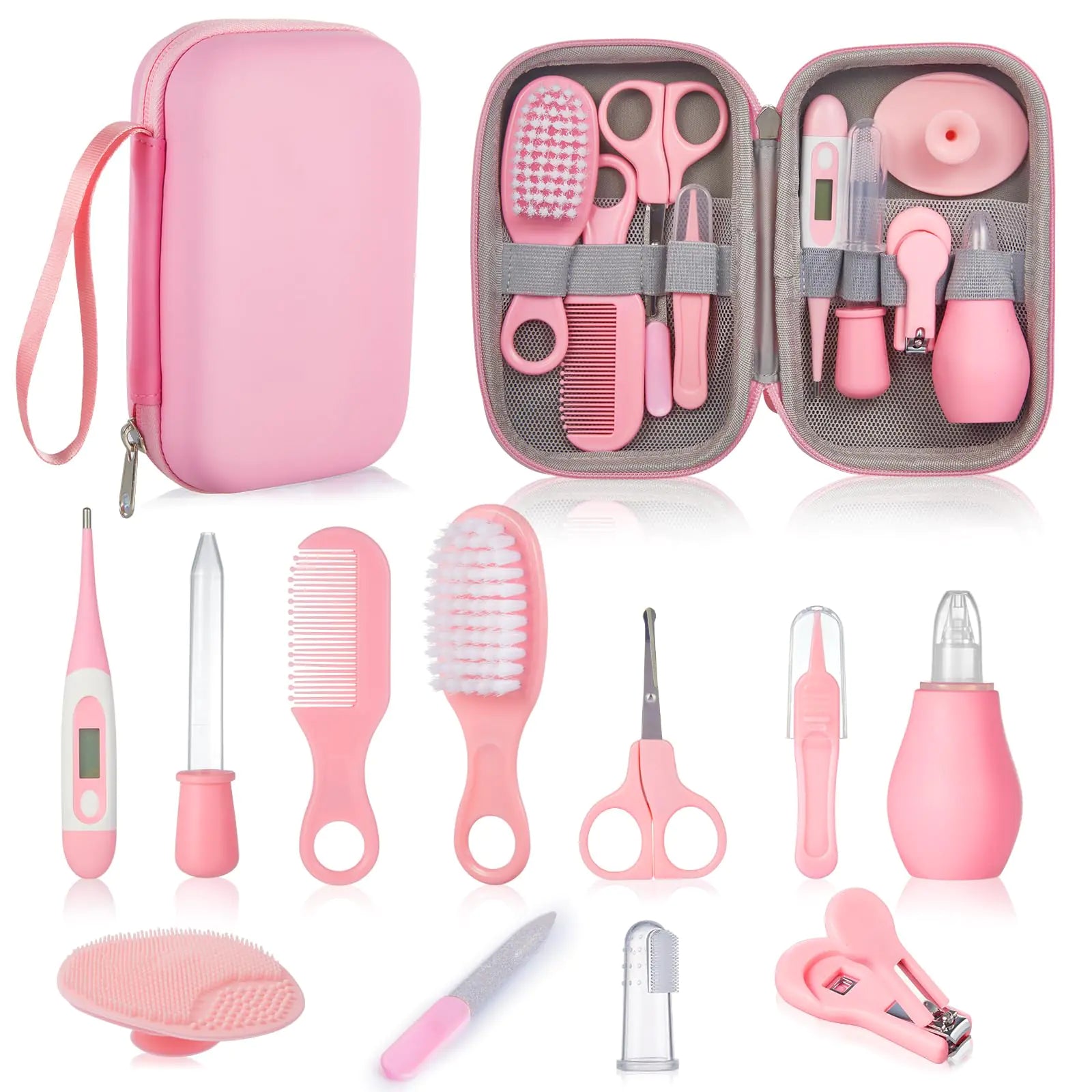 Baby Grooming and Health Kit Lictin Nursery Care Kit Newborn Safety Health Care Set with Hair BrushCombNail Clippers and More for Newborn Infant Toddlers Baby Girls Pink